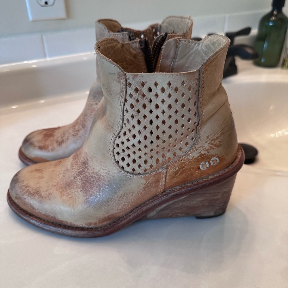 Bed Stu Distressed Tan Ankle Booties